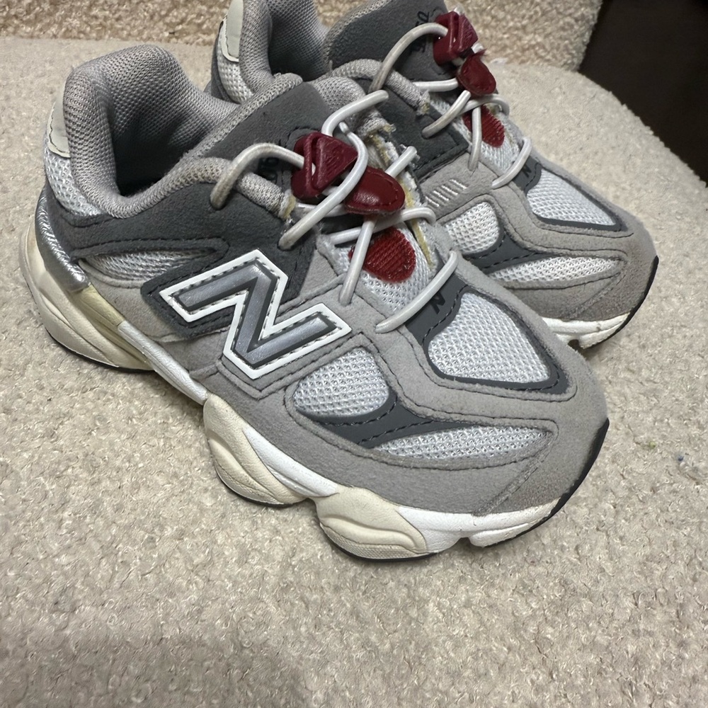 New Balance Kids' Gray and Burgundy Sneakers